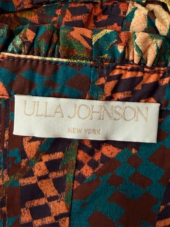 Ulla Johnson Alexandra Cropped Printed Cotton Poplin Top Women size S/M Corset - Picture 3 of 10